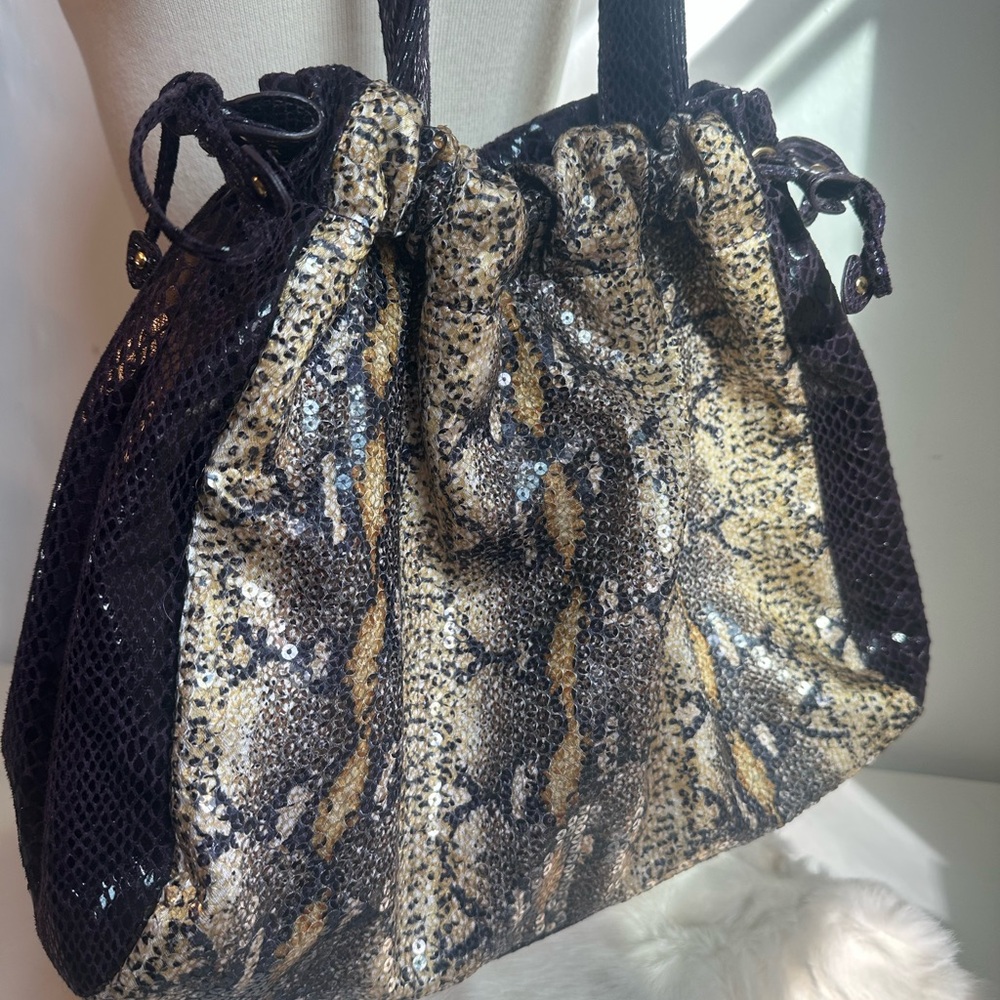 Purple | Gold Snakeskin Shoulder Bag - Picture 2 of 9